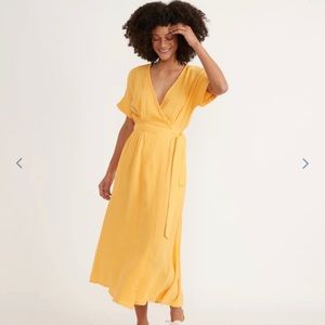 Marine Layer Valencia Wrap Dress NWT yellow Large L